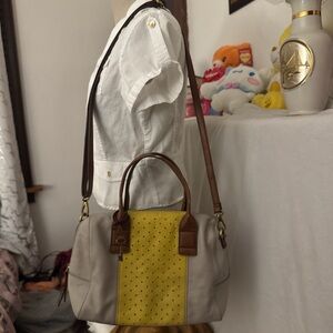 Yellow and grey handbag